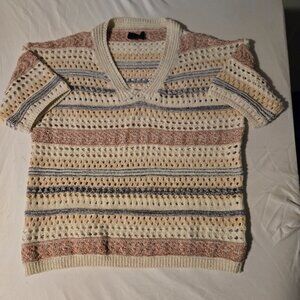 Lumiere Crochet Open Knit Multi Sweater Top